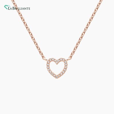 Heart Pave Lab Diamond Pendant in 14K Rose Gold