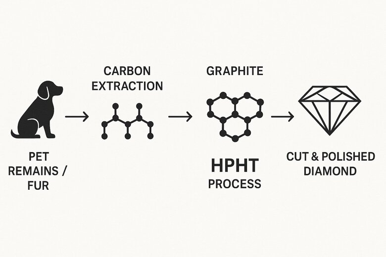 transformation process from pet remains to diamond