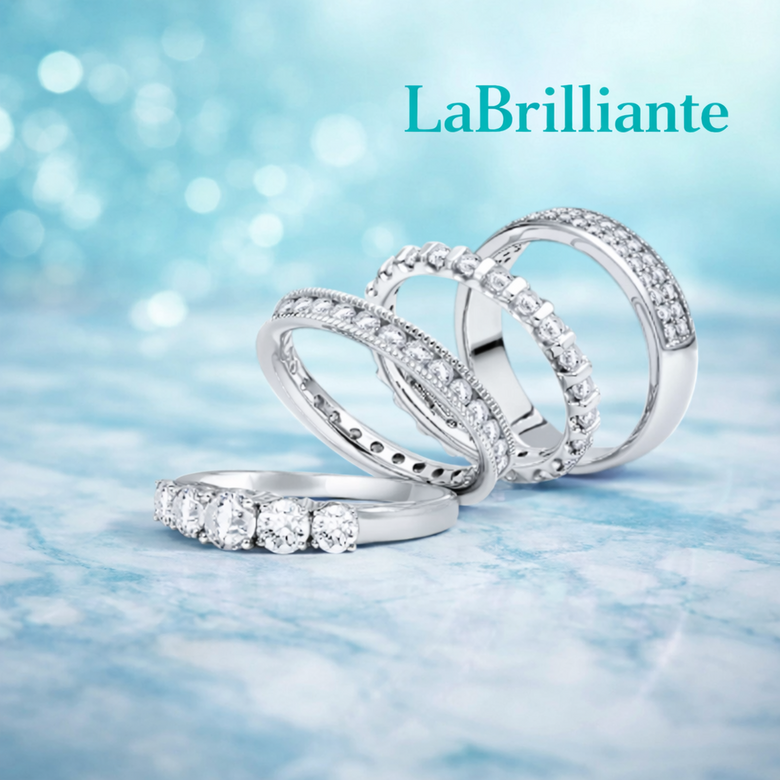 Side-by-Side Diamond Comparison Under Professional Lighting - Identical stackable rings showing lab grown vs mined diamonds with magnified detail shots proving visual indistinguishability