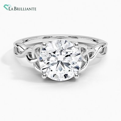 Entwined Celtic Love Knot Engagement Ring in 18K White Gold