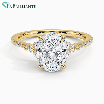 Melody Pave Lab Diamond Engagement Ring in 14K Yellow Gold