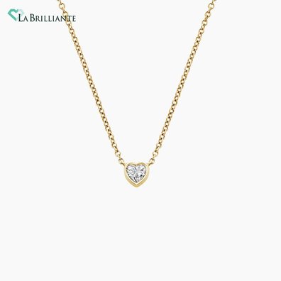 Heart Lab Diamond Bezel Solitaire in 14K Yellow Gold