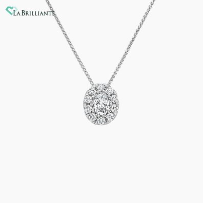 Oval Lab Diamond Halo Pendant (1/2 ct. tw.) in 18K White Gold