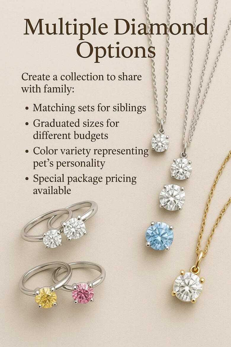 Family collection showing multiple diamonds in complementary settings