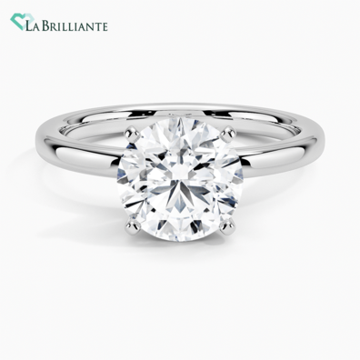 2mm Comfort Fit Solitaire Lab Diamond Engagement Ring in 18K White Gold