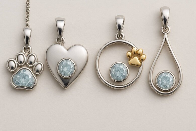 Gallery of various pendant styles with pet memorial diamonds
