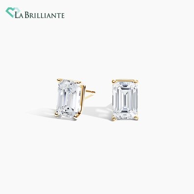 Emerald Diamond Stud Earrings (1 ct. tw.) in 14K Yellow Gold