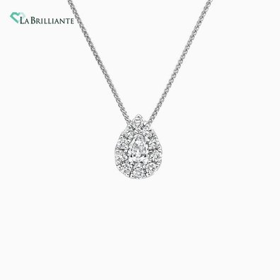Pear Lab Diamond Halo Pendant (1/2 ct. tw.) in 18K White Gold