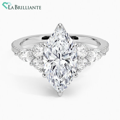 Luxe Pave Marquise Lab Diamond Engagement Ring in 18K White Gold