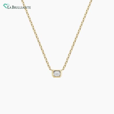 Emerald Lab Diamond Bezel Pendant in 14K Yellow Gold