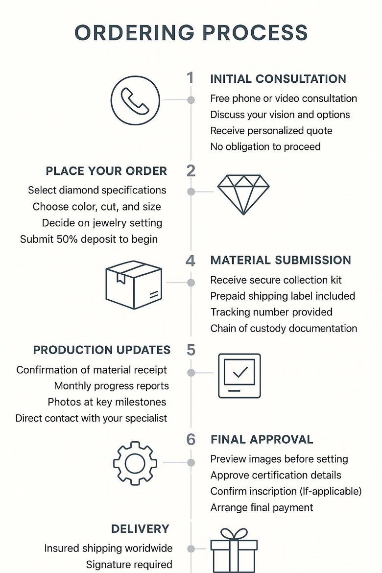 Visual timeline showing the ordering process