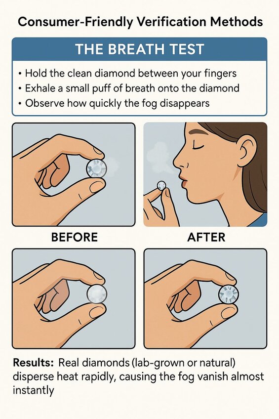 Step-by-step visual guide showing a consumer performing the breath test