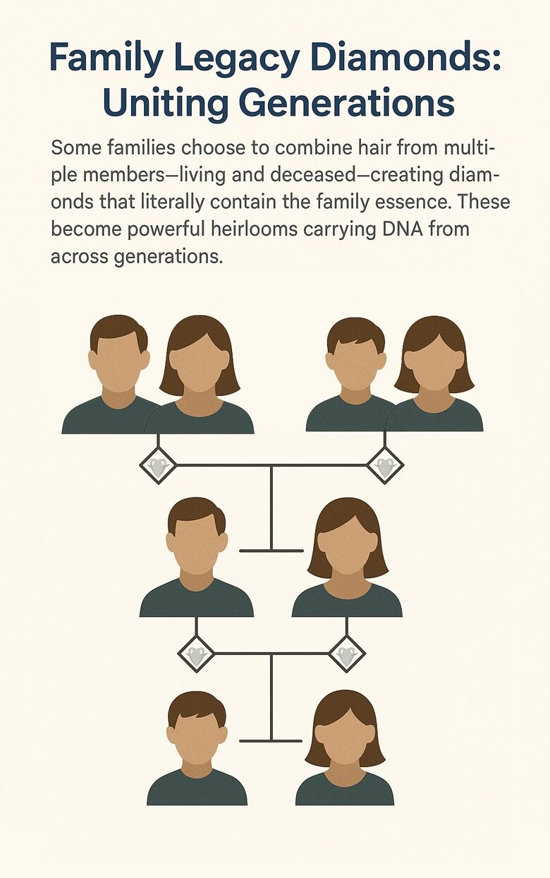 A family tree graphic with small diamond