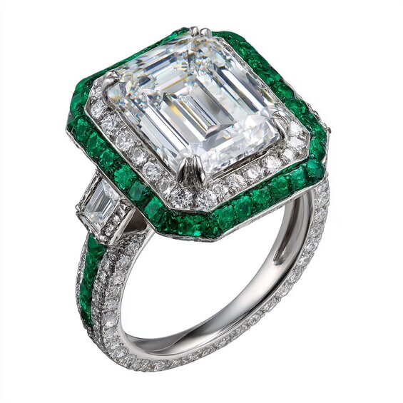 Vintage Art Deco diamond emerald cut jewelry