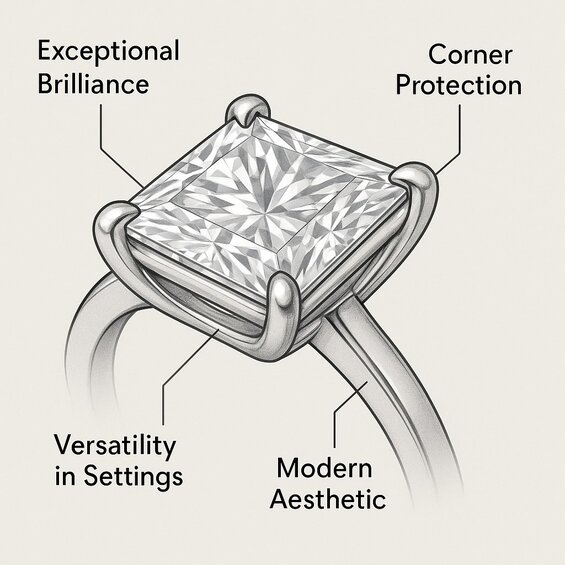 Princess Cut diamond in a protective setting