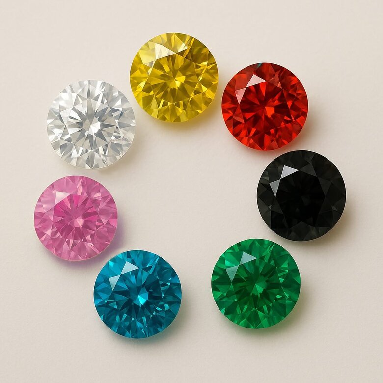 diamonds in various colors arranged in a circle