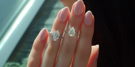 Pear and Marquise Cut Lab-Grown Diamond engagment rings