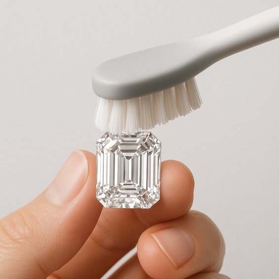 Proper cleaning technique of emerald cut diamond