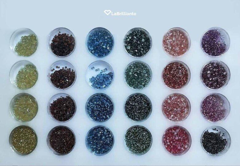 a pallet of colored diamonds like a rainbow
